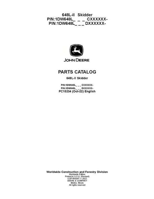 John Deere 648L-II Skidder Parts Manual - Neo Truck Manuals