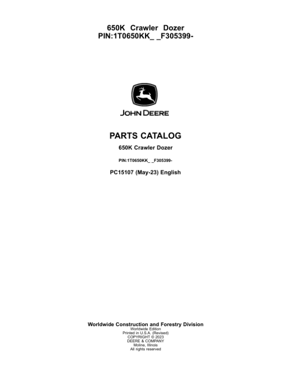 John Deere 650K Crawler Dozer Parts Manual - Neo Truck Manuals