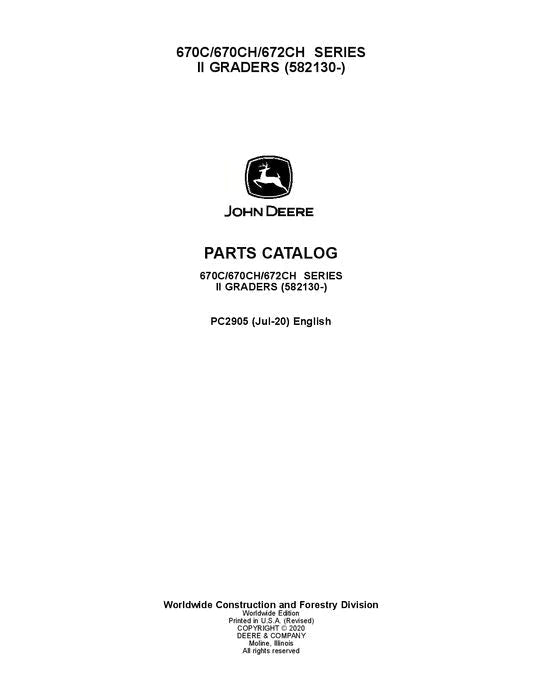 John Deere 670CII, 670CHII, 672CHII Motor Grader Parts Manual - Neo Truck Manuals