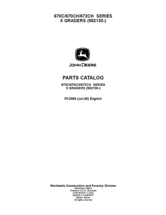 John Deere 670CII, 670CHII, 672CHII Motor Grader Parts Manual - Neo Truck Manuals