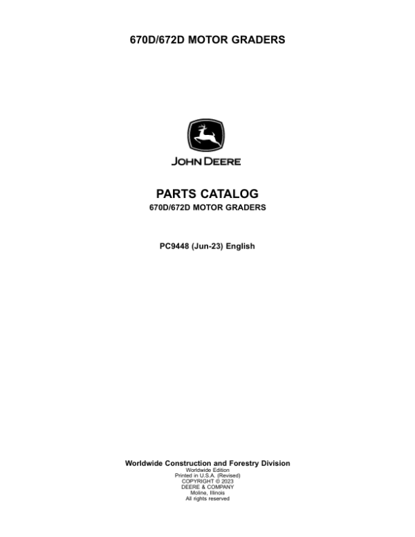 John Deere 670D, 672D Motor Graders Parts Manual - Neo Truck Manuals