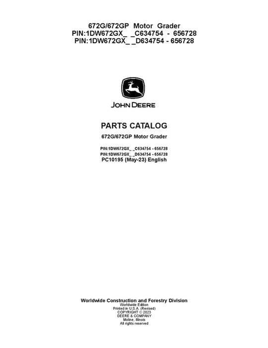 John Deere 672G, 672GP G Series Motor Graders Parts Manual - Neo Truck Manuals