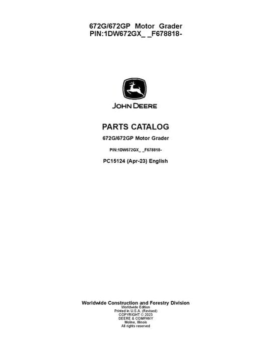 John Deere 672G, 672GP G Series Motor Graders Parts Manual - Neo Truck Manuals