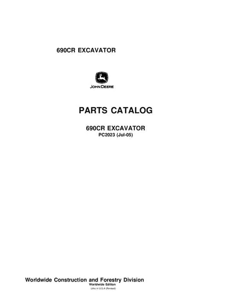 John Deere 690CR C Excavator Parts Manual - Neo Truck Manuals