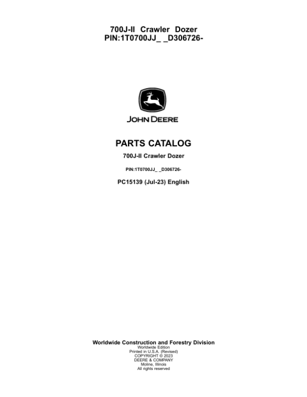 John Deere 700J-II Crawler Parts Manual - Neo Truck Manuals