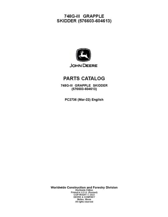 John Deere 748GIII Skidder Parts Manual - Neo Truck Manuals