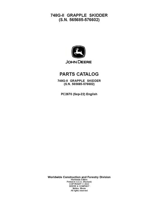 John Deere 748GII Skidder Parts Manual - Neo Truck Manuals
