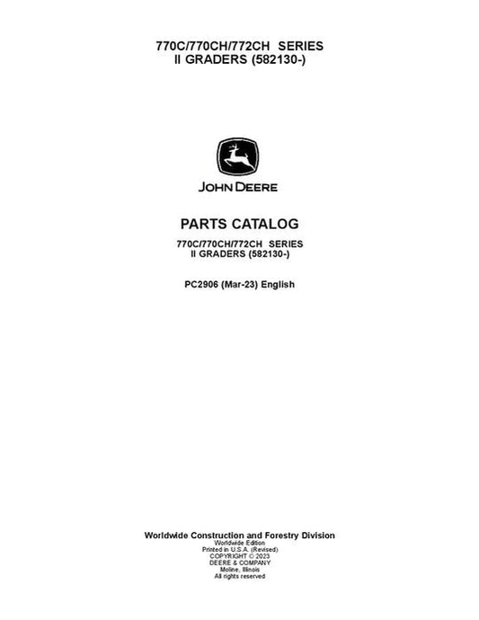 John Deere 770C, 770CH, 772CH C Series II Motor Graders Parts Manual - Neo Truck Manuals