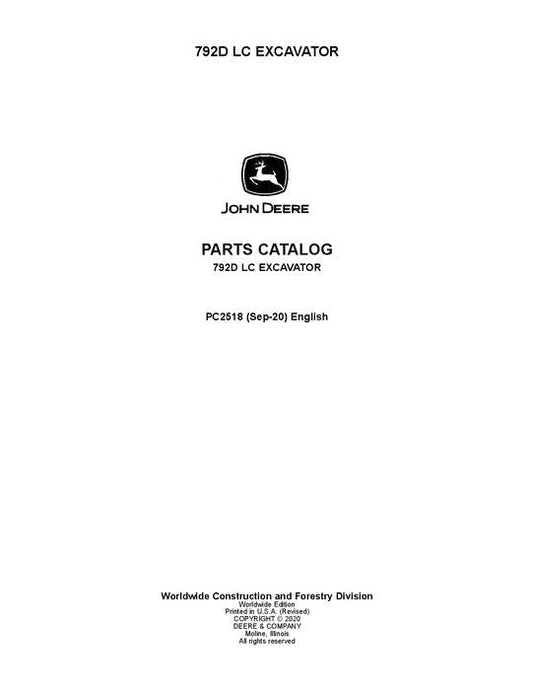 John Deere 792DLC D Series Excavator Parts Manual - Neo Truck Manuals