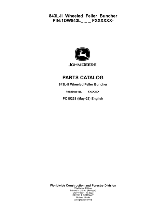 John Deere 843L-II Wheeled Feller Buncher Parts Manual - Neo Truck Manuals