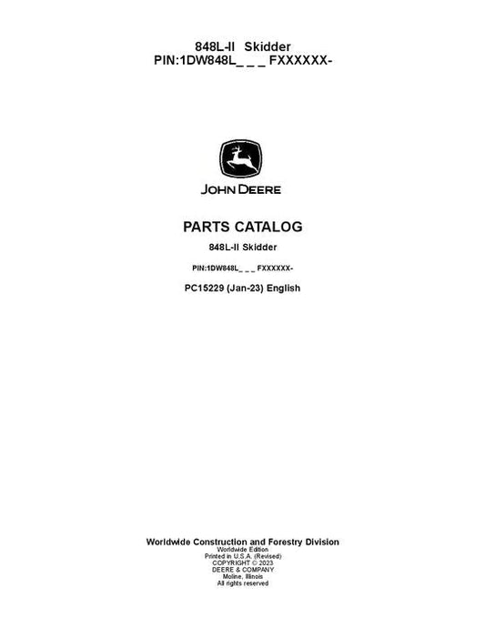 John Deere 848L-II Skidder Parts Manual - Neo Truck Manuals