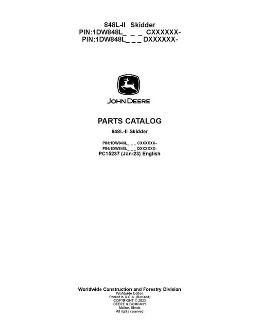 John Deere 848L-II Skidder Parts Manual - Neo Truck Manuals