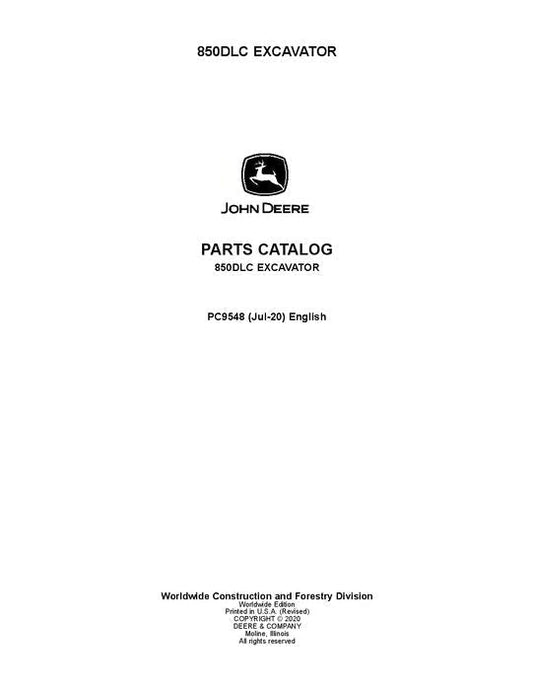 John Deere 850DLC D Series Excavator Parts Manual - Neo Truck Manuals