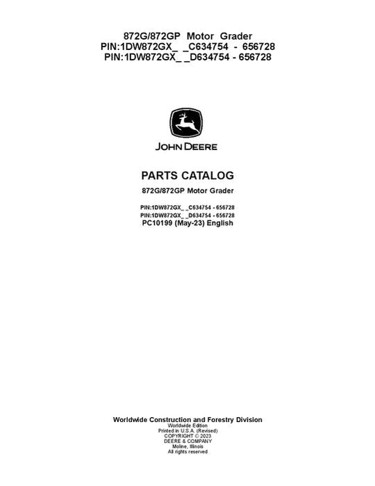 John Deere 872G, 872GP G Series Motor Graders Parts Manual - Neo Truck Manuals