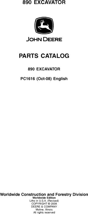 John Deere 890 Excavator Parts Manual - Neo Truck Manuals