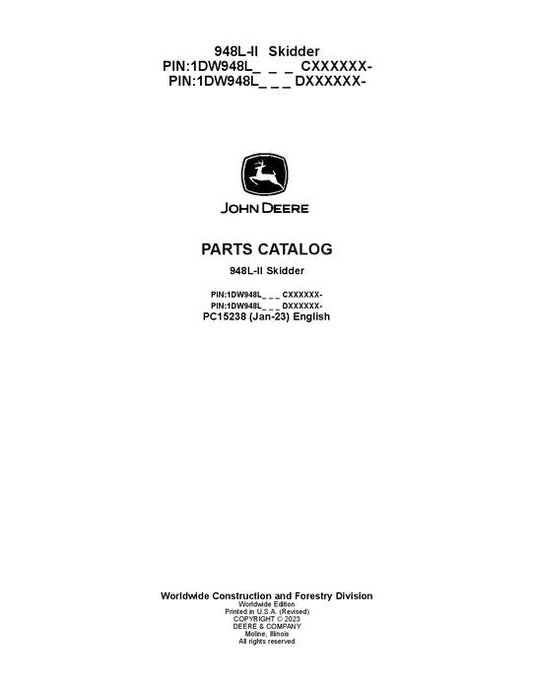 John Deere 948L-II Skidder Parts Manual - Neo Truck Manuals