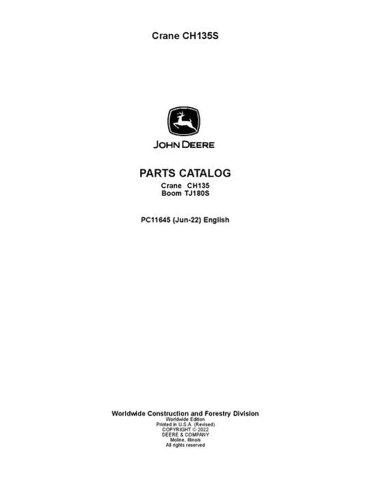 John Deere CH135S Attachment Parts Manual - Neo Truck Manuals