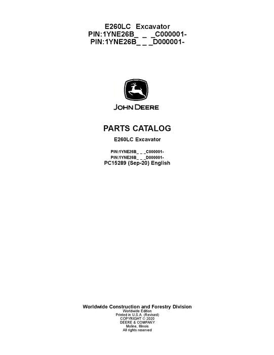 John Deere E260LC L Series Excavator Parts Manual - Neo Truck Manuals