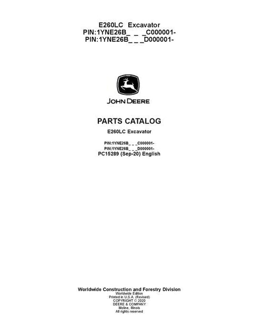 John Deere E260LC L Series Excavator Parts Manual - Neo Truck Manuals