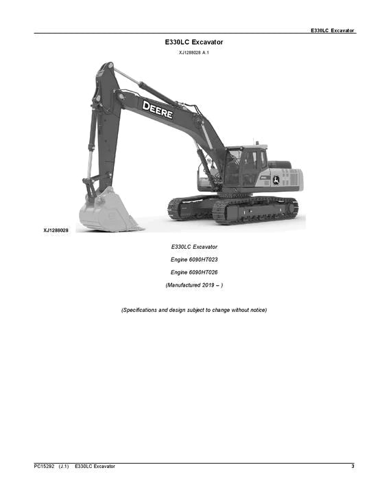 John Deere E330LC Series Excavator Parts Manual - Neo Truck Manuals