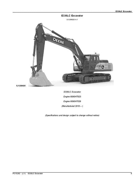 John Deere E330LC Series Excavator Parts Manual - Neo Truck Manuals