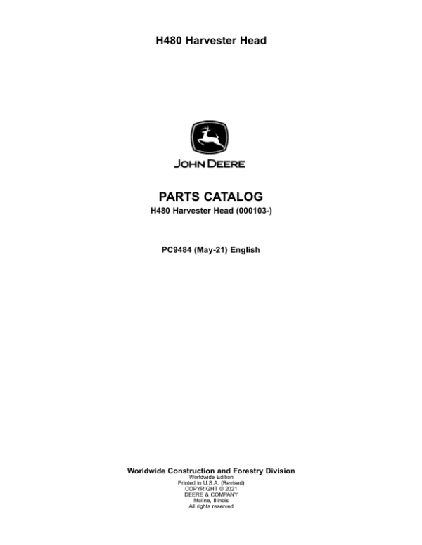John Deere H480 Harvesting Head Parts Manual - Neo Truck Manuals
