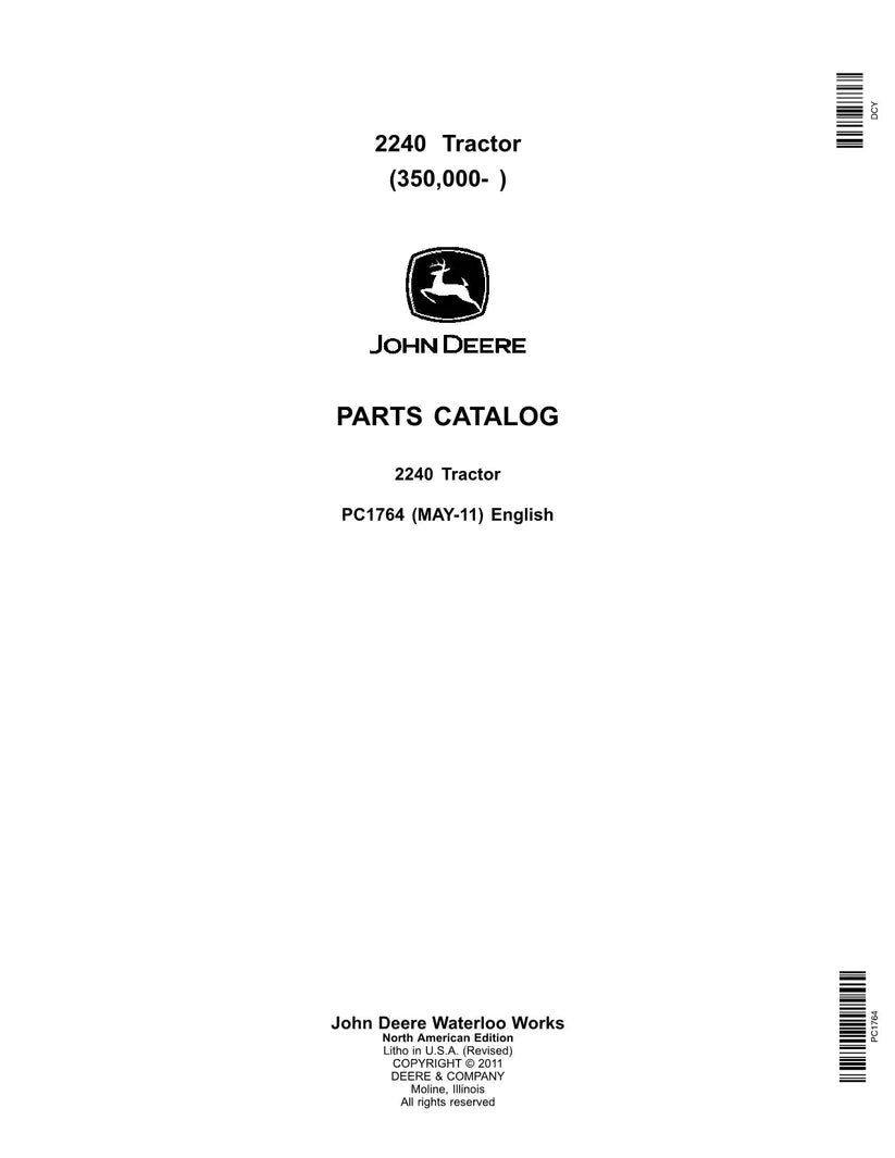 PC1764 - John Deere 2240 Tractor Parts Manual