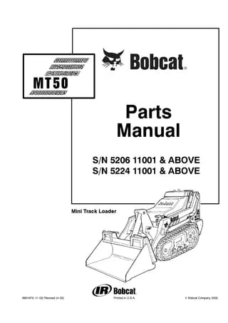 Bobcat MT50 Loader Parts Manual